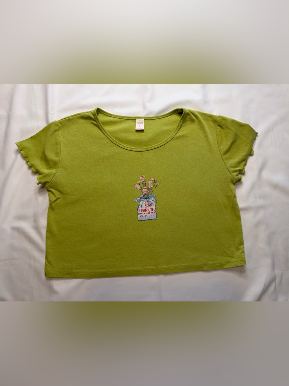 ROMWE Light Olive Ribbed Tee